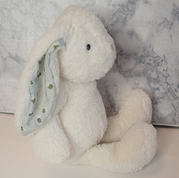 Manhattan Toy Co. Plush White Bunny with Bee Pattern inside Ears - Picture 5 of 7